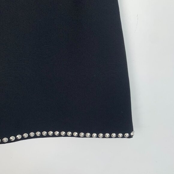 Miu Miu Black Wool Mini Skirt With Silver Studded Hem Size 40 Made In Italy - Picture 4 of 9